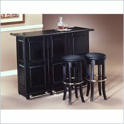 Home Styles Furniture Folding Home Bar Cabinet with Chrome Rails in Black